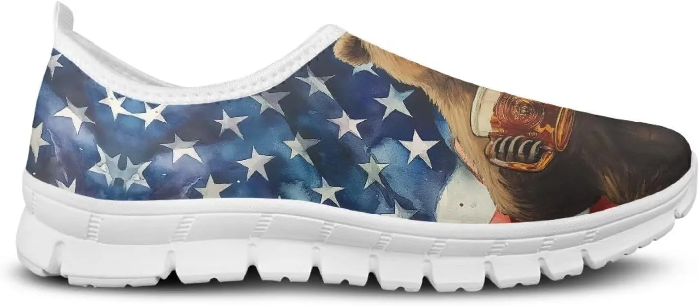 American Flag Men's Lightweight Running Walking Shoes Slip On Breathable Gym Sneakers Non Slip Loafer Fashion Workout Shoes SizeUS 5-14
