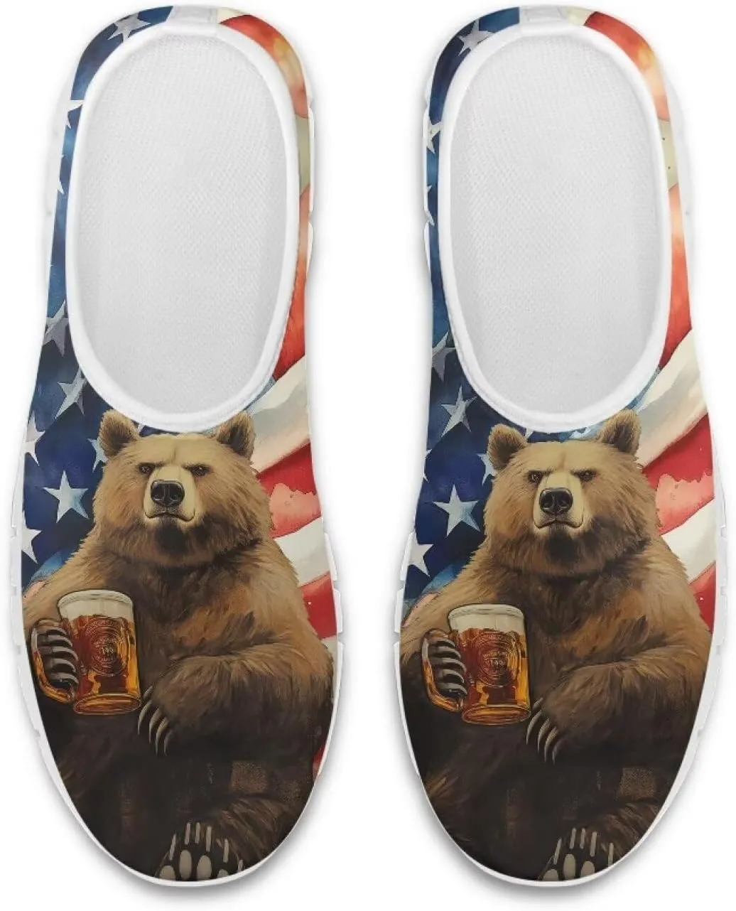 American Flag Men's Lightweight Running Walking Shoes Slip On Breathable Gym Sneakers Non Slip Loafer Fashion Workout Shoes SizeUS 5-14