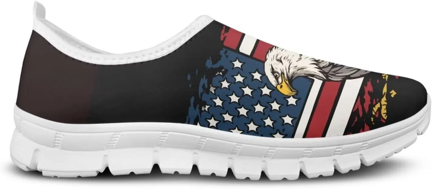 American Flag Men's Lightweight Running Walking Shoes Slip On Breathable Gym Sneakers Non Slip Loafer Fashion Workout Shoes SizeUS 5-14