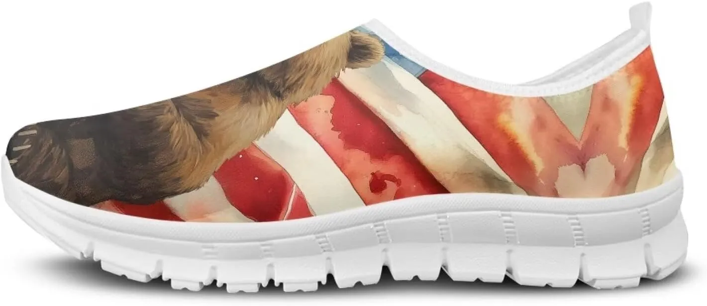 American Flag Men's Lightweight Running Walking Shoes Slip On Breathable Gym Sneakers Non Slip Loafer Fashion Workout Shoes SizeUS 5-14