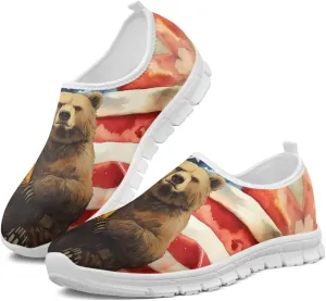 American Flag Men's Lightweight Running Walking Shoes Slip On Breathable Gym Sneakers Non Slip Loafer Fashion Workout Shoes SizeUS 5-14