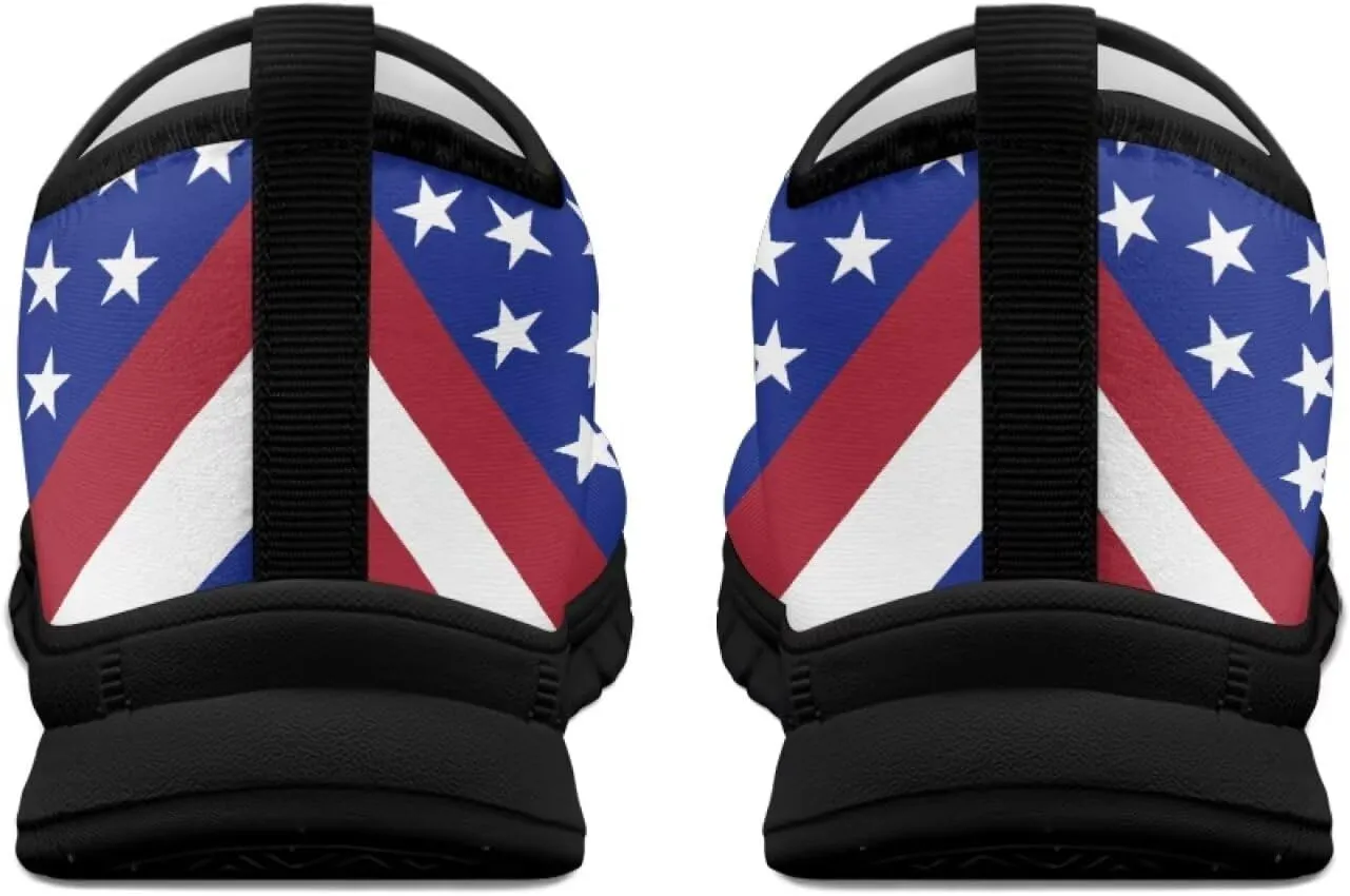 American Flag Walking Shoes for Women Slip On Casual Running Shoes Low Top Mesh Sport Shoes Lightweight Adult Jogging Shoes