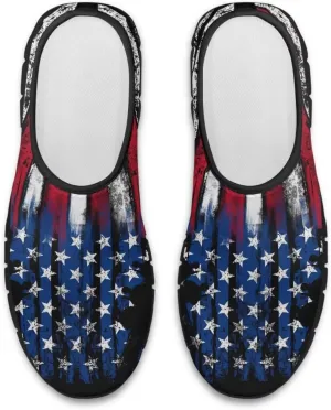 American Flag Walking Shoes for Women Slip On Casual Running Shoes Low Top Mesh Sport Shoes Lightweight Adult Jogging Shoes