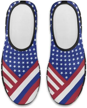American Flag Walking Shoes for Women Slip On Casual Running Shoes Low Top Mesh Sport Shoes Lightweight Adult Jogging Shoes