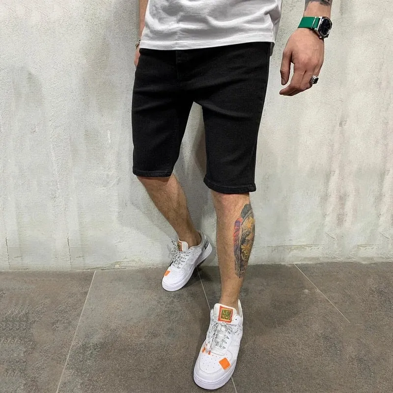 Destroyed Skinny Jeans 2021 Brand New Men Ripped Pant Shorts Jeans Short Pants Frayed Denim Size S-3XL New