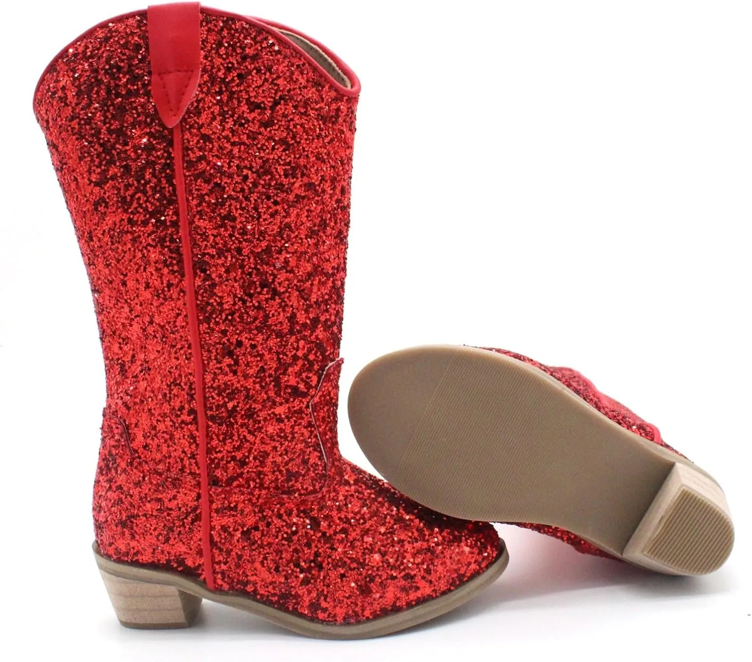 Girls Sequin Sparkly Cowboy Boots Kids hinestone Glitter Low Heel Wedding Dress Booties Western Toddler Shoes Winter