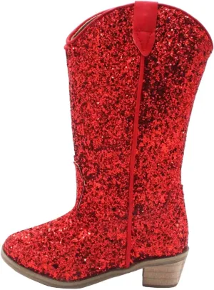 Girls Sequin Sparkly Cowboy Boots Kids hinestone Glitter Low Heel Wedding Dress Booties Western Toddler Shoes Winter