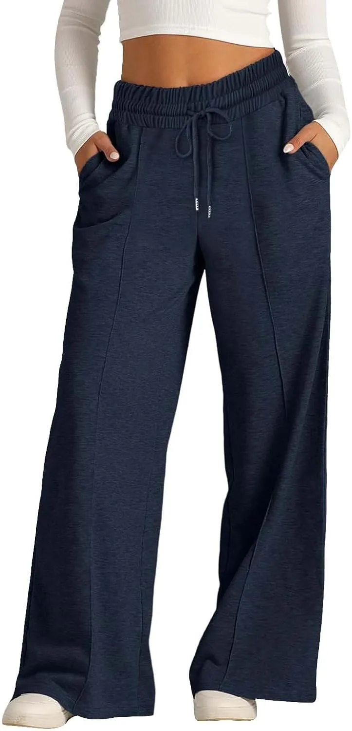 Girls Wide Leg Baggy Sweatpants Oversized Drawstring Kids Straight Leg Track Pants Cute Casual for Teen Plain with Pockets