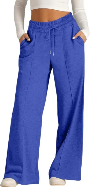Girls Wide Leg Baggy Sweatpants Oversized Drawstring Kids Straight Leg Track Pants Cute Casual for Teen Plain with Pockets