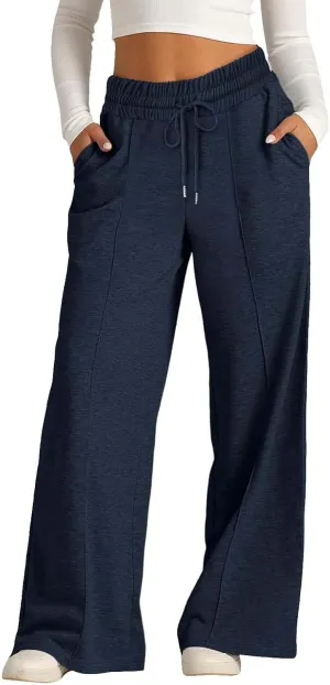 Girls Wide Leg Baggy Sweatpants Oversized Drawstring Kids Straight Leg Track Pants Cute Casual for Teen Plain with Pockets