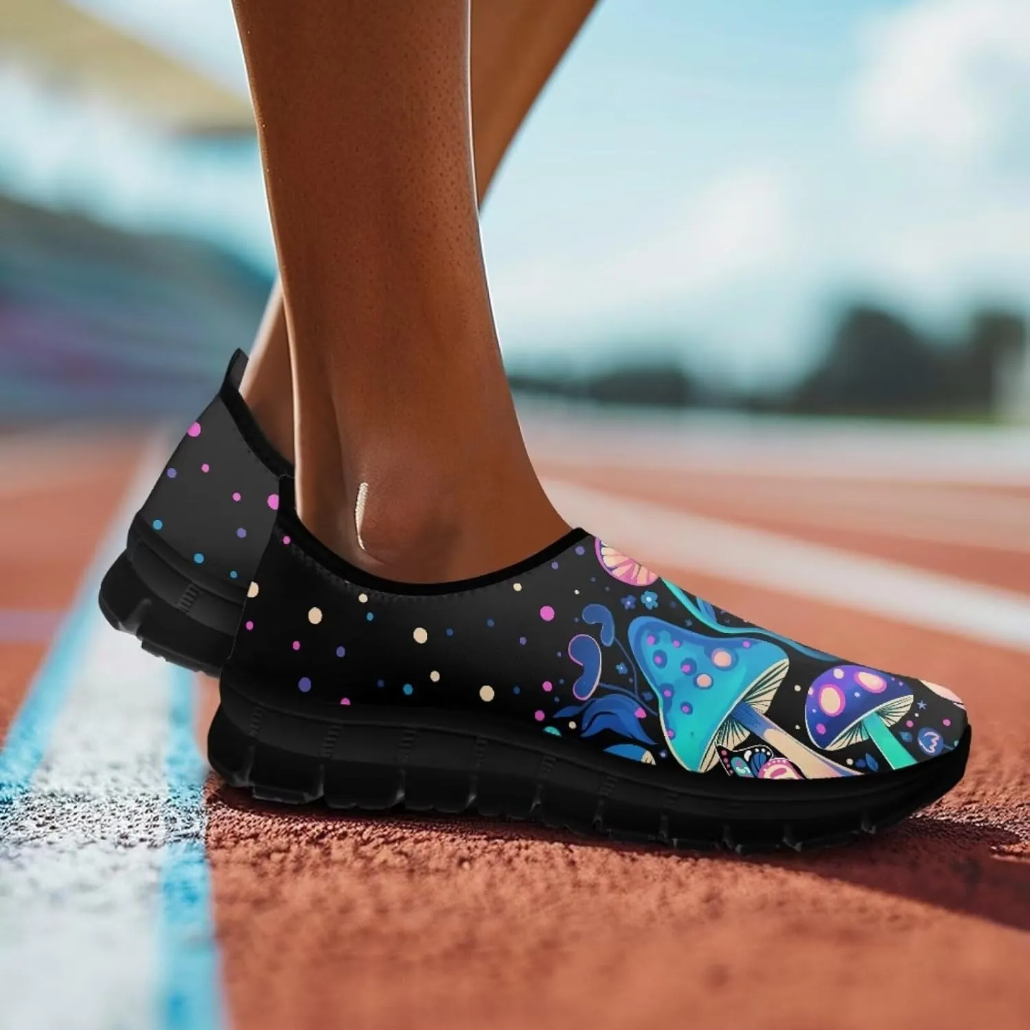 Mushroom Shoes for Women Slip On Casual Walking Sneakers Breathable Lightweight Athletic Running Shoes Mesh Non Slip Gym Workout Shoes