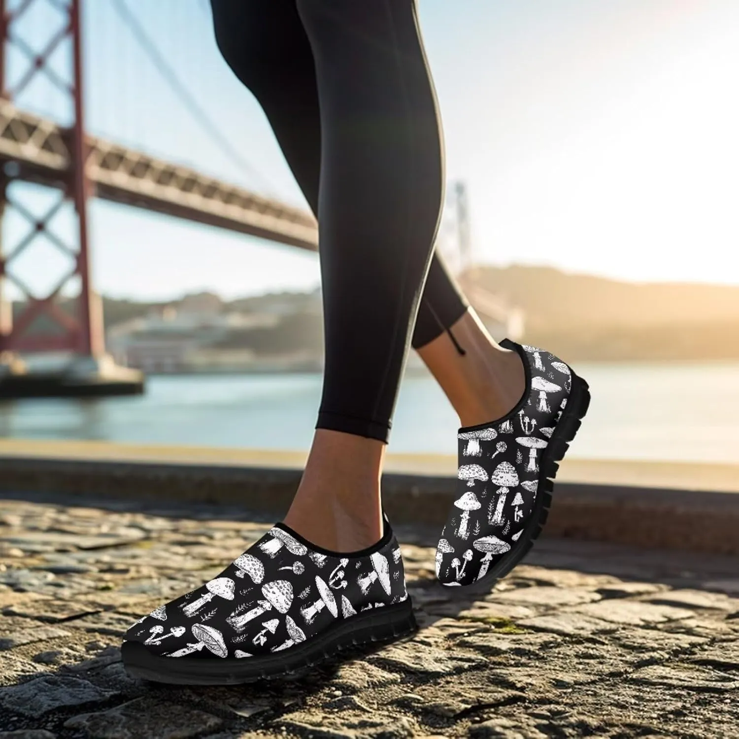 Mushroom Shoes for Women Slip On Casual Walking Sneakers Breathable Lightweight Athletic Running Shoes Mesh Non Slip Gym Workout Shoes