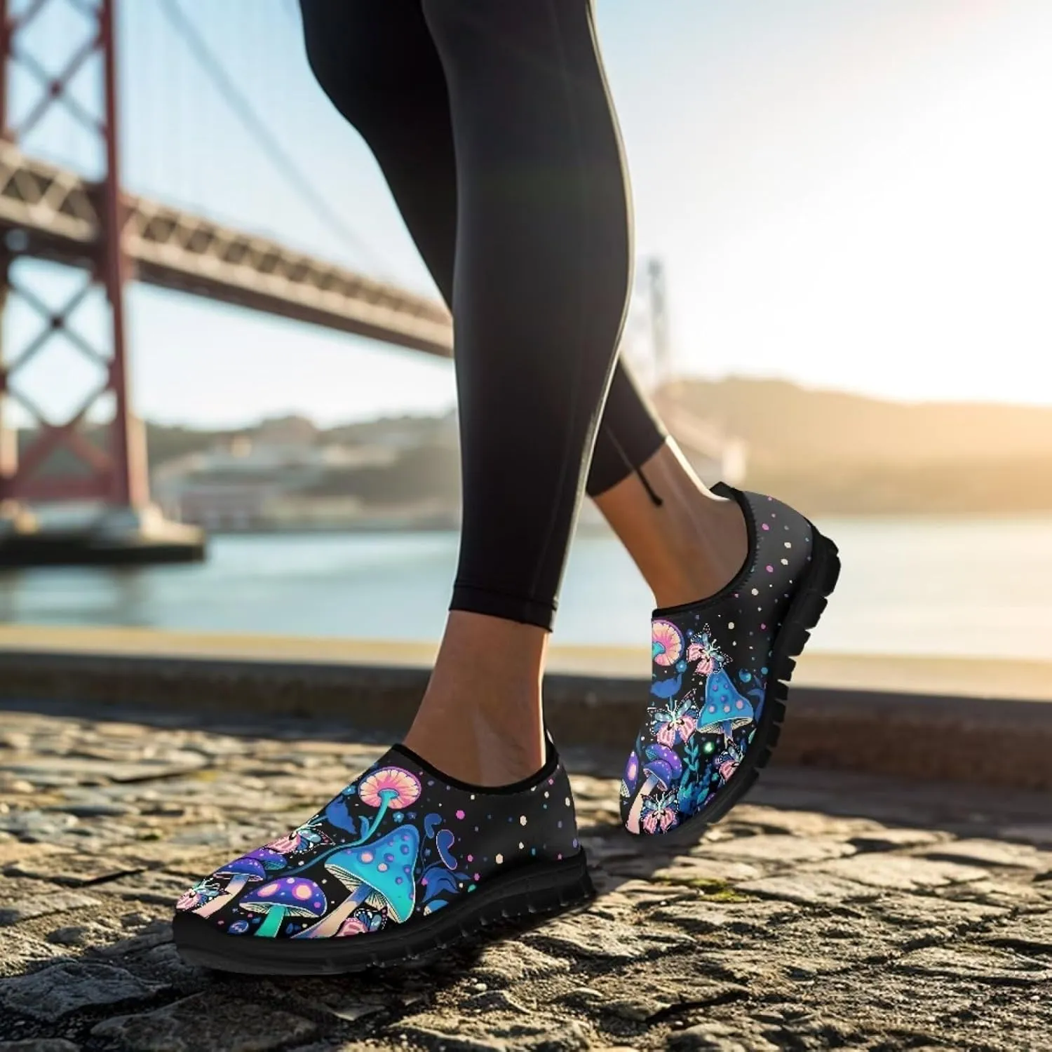Mushroom Shoes for Women Slip On Casual Walking Sneakers Breathable Lightweight Athletic Running Shoes Mesh Non Slip Gym Workout Shoes