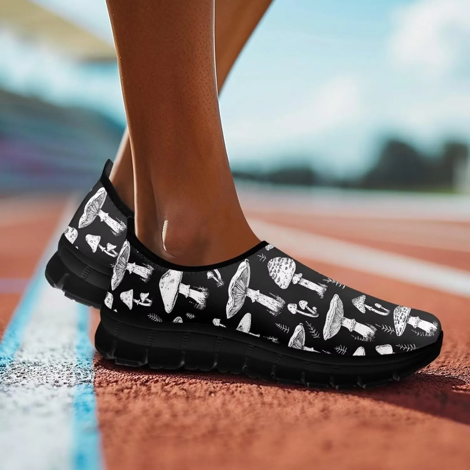 Mushroom Shoes for Women Slip On Casual Walking Sneakers Breathable Lightweight Athletic Running Shoes Mesh Non Slip Gym Workout Shoes