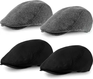 SATINIOR 4 Pieces Newsboy Hats for Men Flat Caps Irish Hat Cabbie Hunting Cap