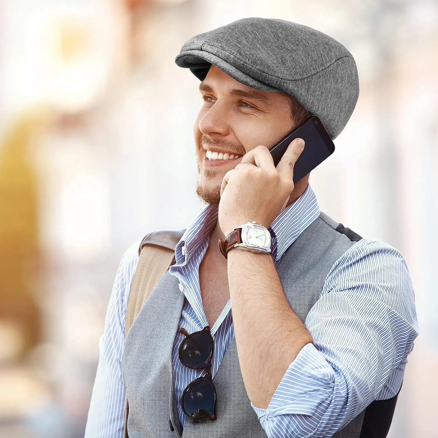 SATINIOR 4 Pieces Newsboy Hats for Men Flat Caps Irish Hat Cabbie Hunting Cap