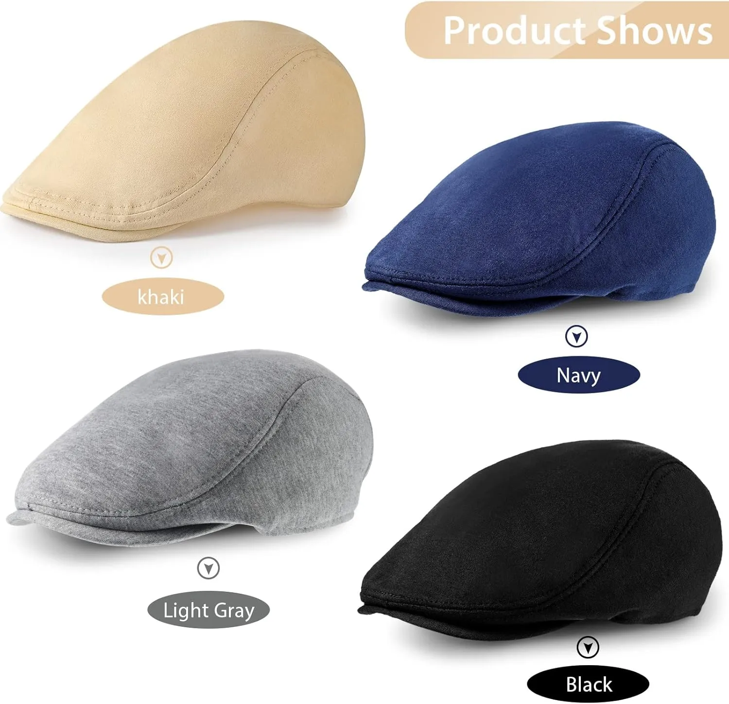 SATINIOR 4 Pieces Newsboy Hats for Men Flat Caps Irish Hat Cabbie Hunting Cap