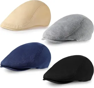 SATINIOR 4 Pieces Newsboy Hats for Men Flat Caps Irish Hat Cabbie Hunting Cap