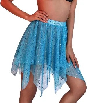 Sequin Belly Dance Skirt Rave Costume Sparkly Hip Skirts Festival Performance Dance Short Wrap Skirt for Women and Girls (Sky Blue) 25 Regular
