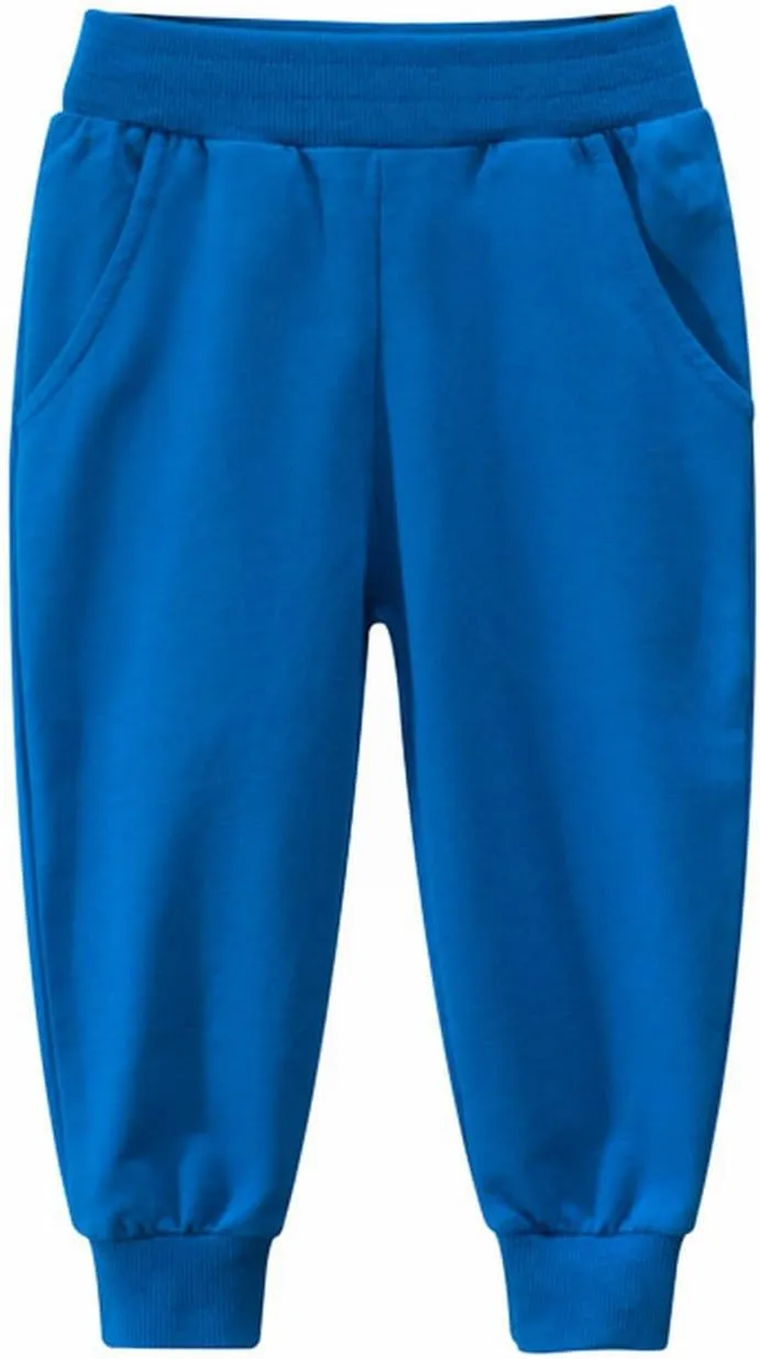 Toddler Boys Pull on Sweatpants Solid Elastic Waist Jogger Straight Running Sport Long Pants School Athletic Comfy