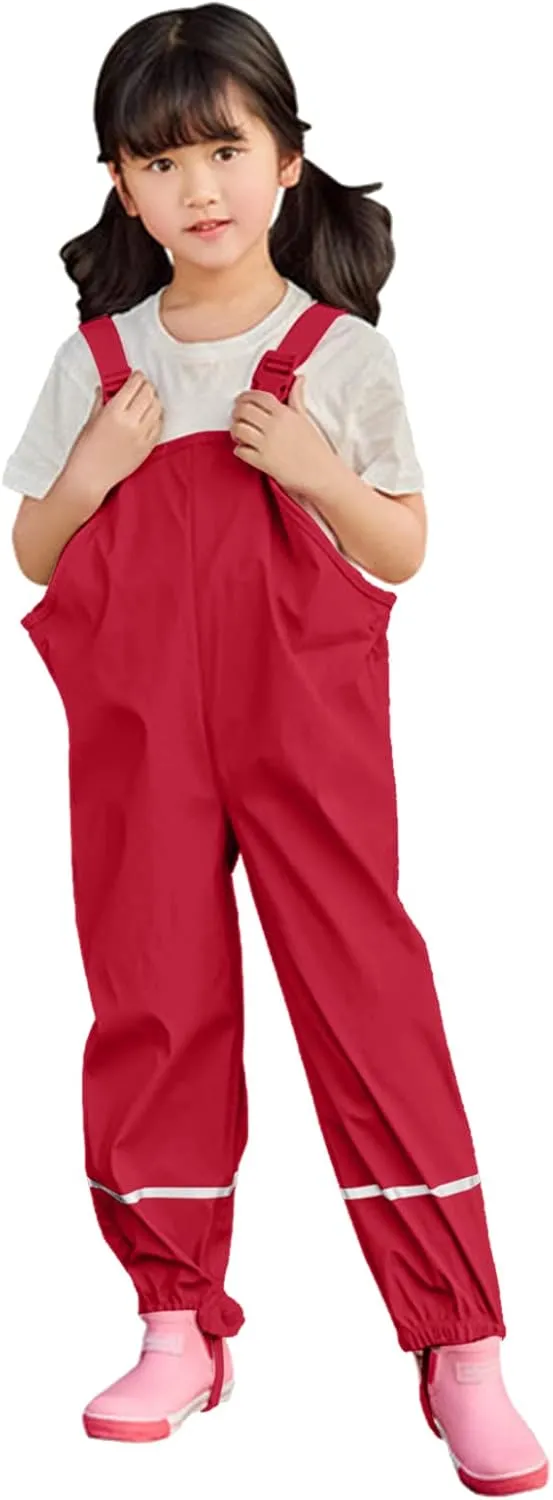Toddler Girls Boys Cotton Lined Reflective aterproof Rain Pants Trousers Windproof and Breathable for Boys Girls