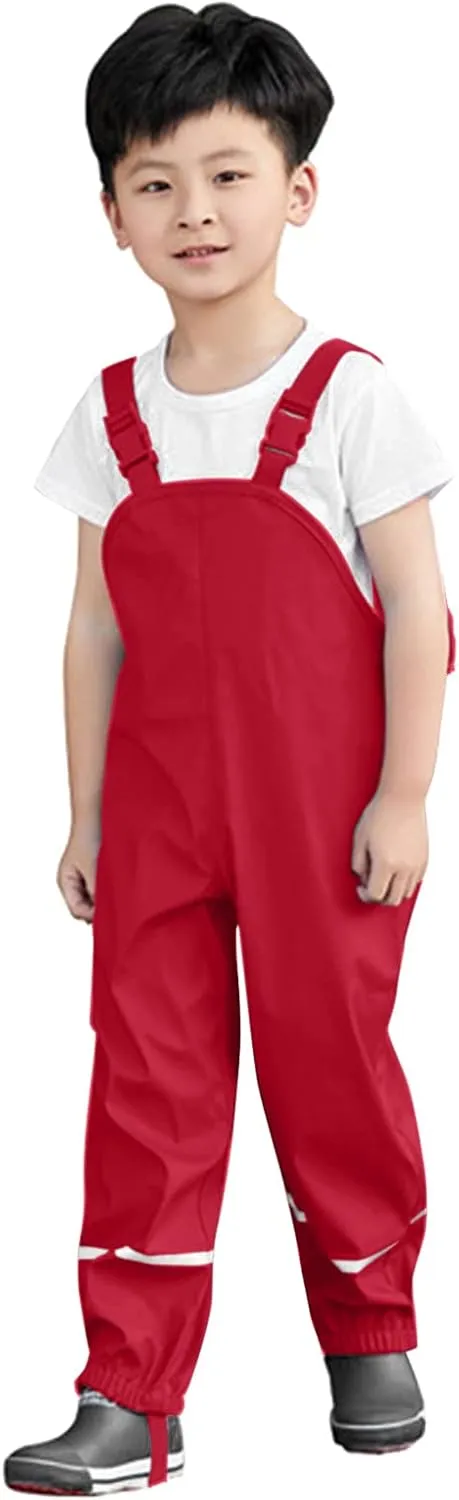 Toddler Girls Boys Cotton Lined Reflective aterproof Rain Pants Trousers Windproof and Breathable for Boys Girls
