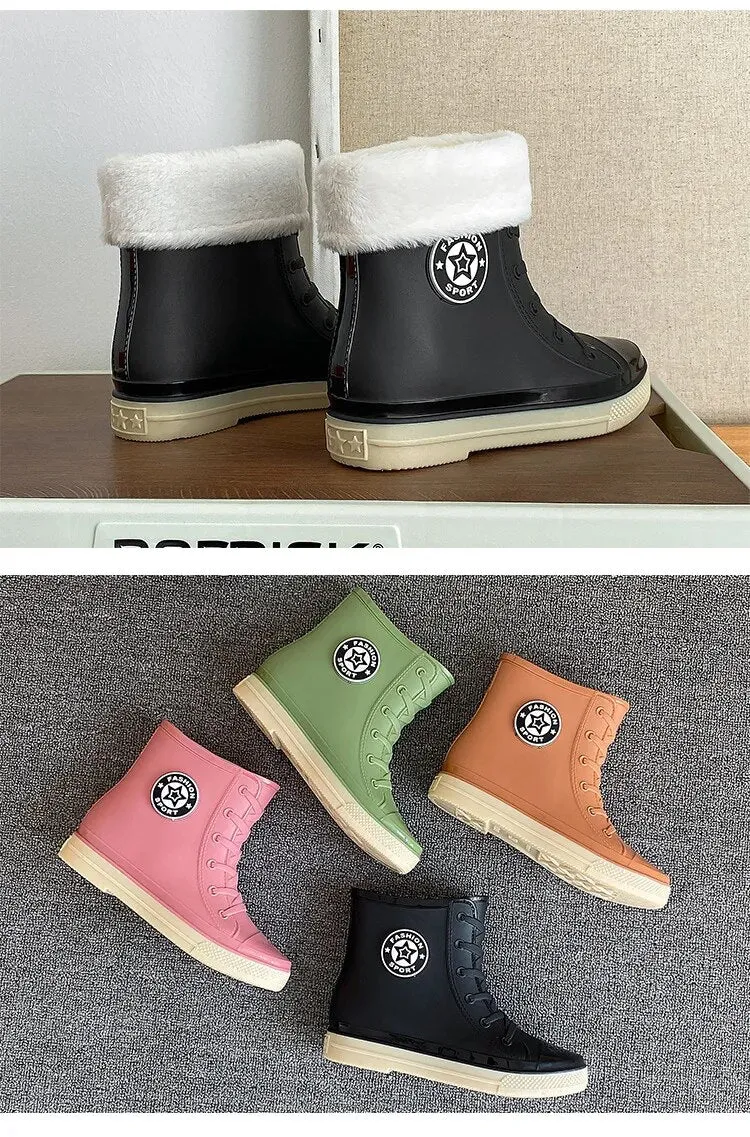 Women Autumn Winter Rubber Boots Fashion Waterproof Boots Casual Female Colorful Rain Boots - WRB50124