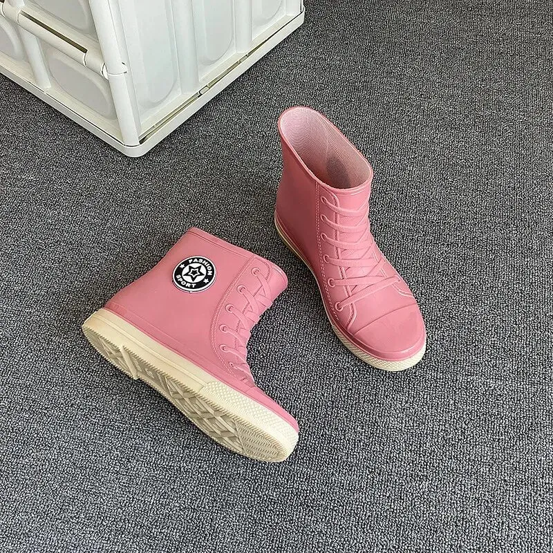 Women Autumn Winter Rubber Boots Fashion Waterproof Boots Casual Female Colorful Rain Boots - WRB50124
