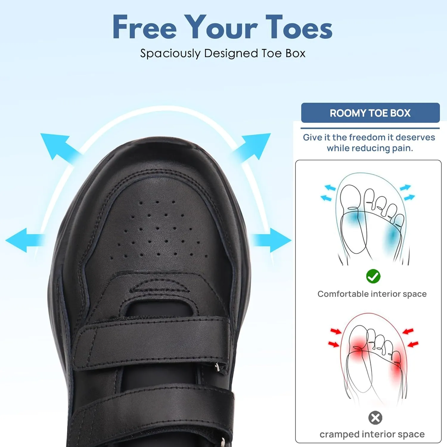 Women Diabetic Leather Shoes Orthopedic Walking Shoes Wide Toe Box Shoes