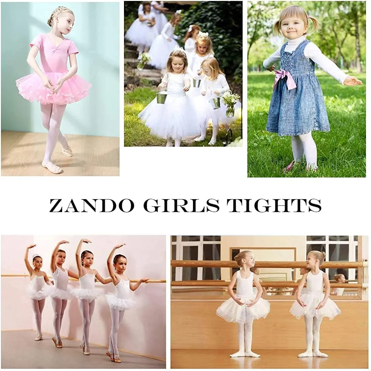 Zando Girls Stretchy Dance Tights Comfort Colorful Leggings Pants Elastic Ballet Footed Tights for Girls